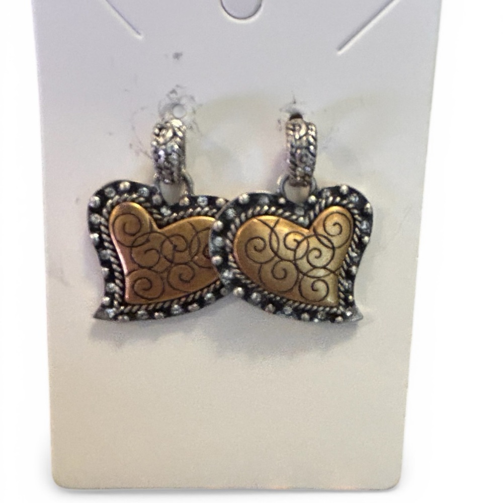 Chicos’s Gold and Silver Heart Earrings